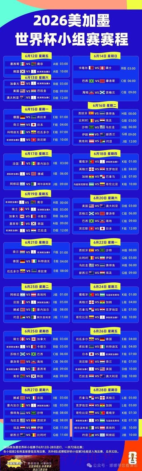 世界杯最新赛程安排实时资讯